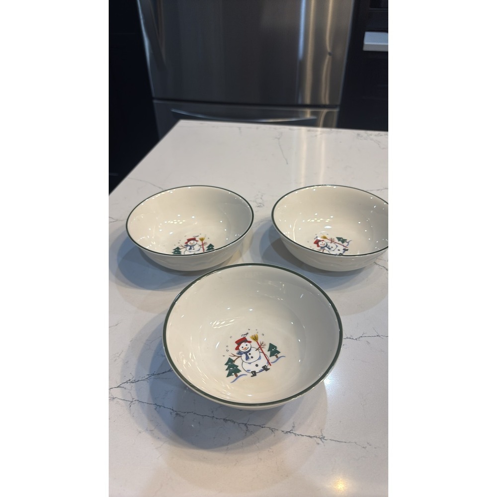 3 - Pfaltzgraff Snow Village Snowman Bowls